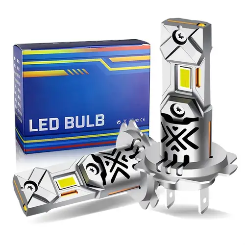 Bombilla LED H7 mejorada 2024, 26000 lm, 800% LED H7 súper brillante,  tamaño 1:1, no requiere adaptador, bombilla H7 Plug and Play, 6500K blanco  frío