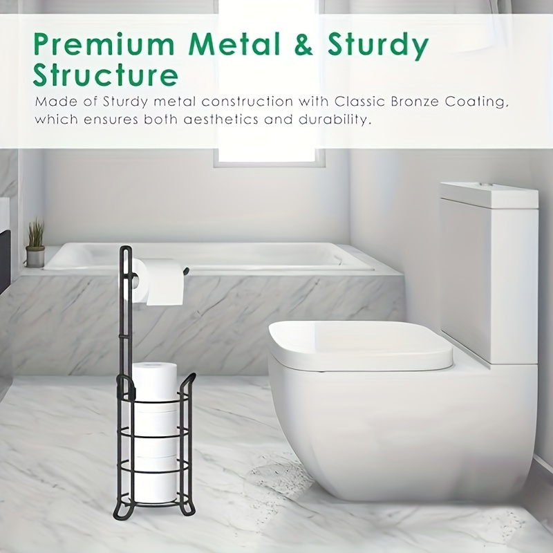 mDesign Classico Steel Free Standing Toilet Paper Holder Stand and
