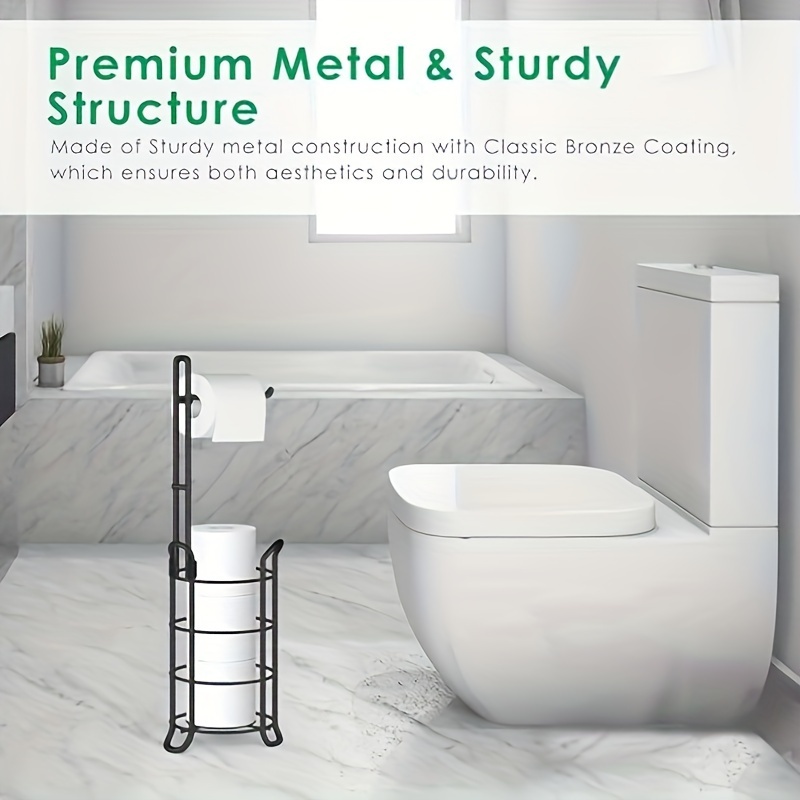 mDesign Classico Steel Free Standing Toilet Paper Holder Stand and Dispenser