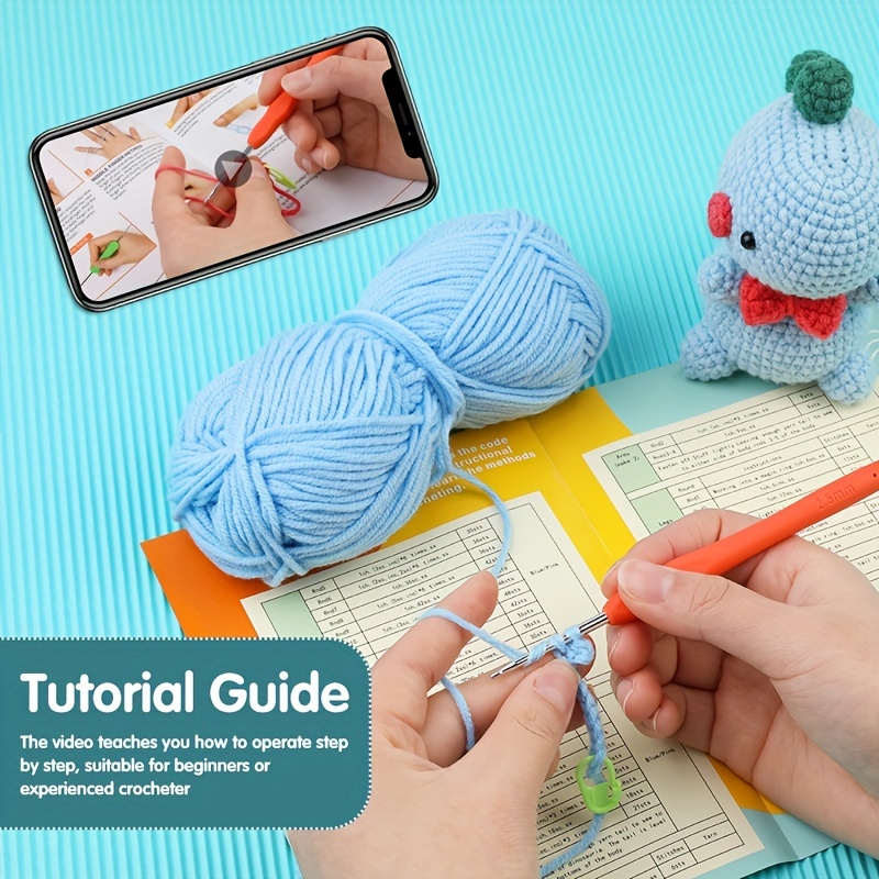 Blue Dinosaur Crochet Kit For Beginners Beginner Crochet - Temu