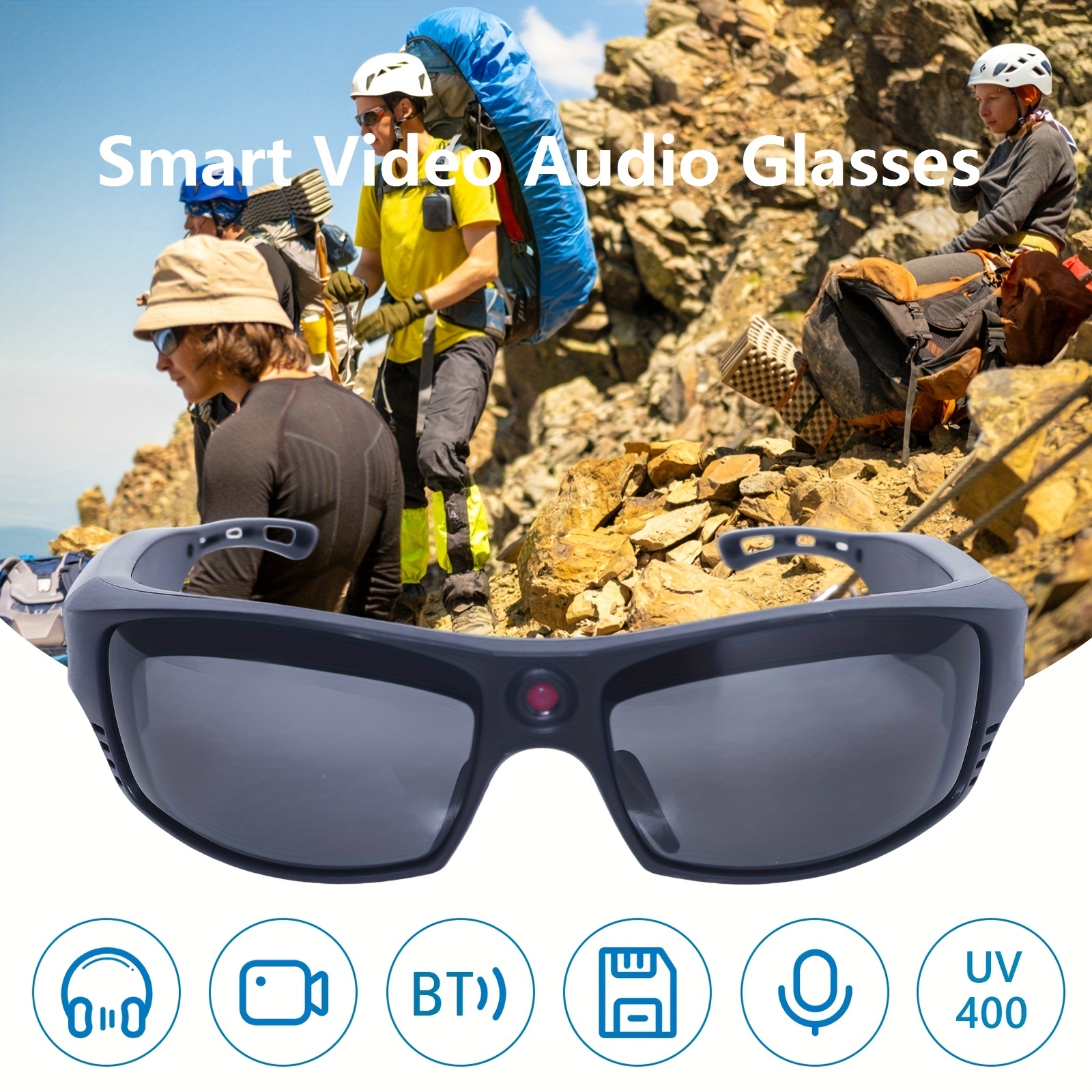 PKLG Smart Brille, Bluetooth-Kamera-Brille, 1080P HD-Videoaufnahme