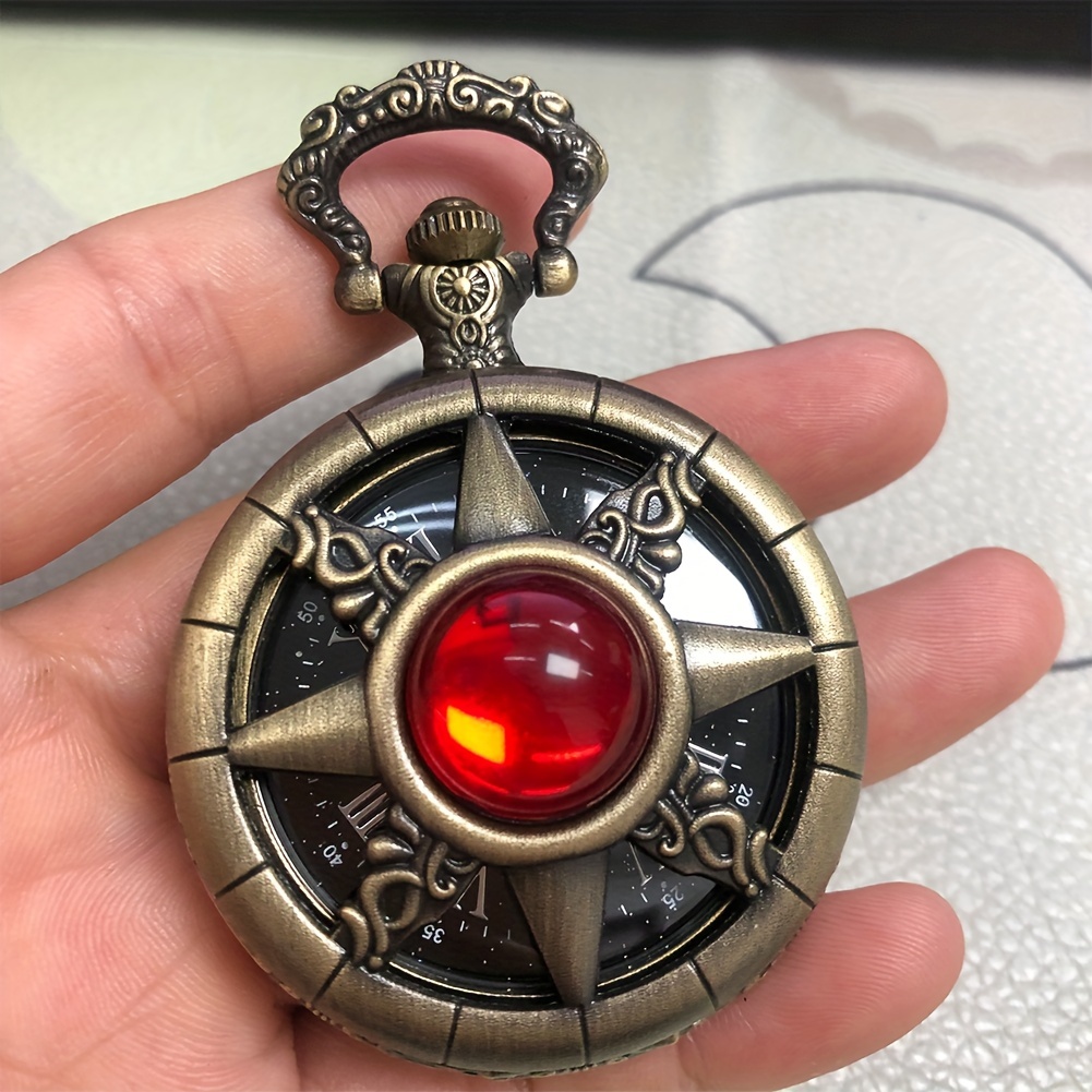 Luminous LED Pocket Watch Japan Cartoon Anime One Piece Pocket Watches  Necklace Chain Vintage FOB Steampunk Pendant Flash Clock