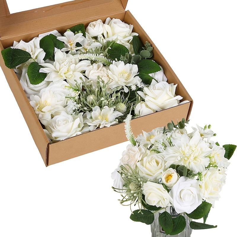YYHUAWU Artificial Flowers Combo Set Fake Flower Leaf Box with Stems for  DIY Wedding Bouquets Centerpieces Flower Arrangements Decorations Baby  Shower