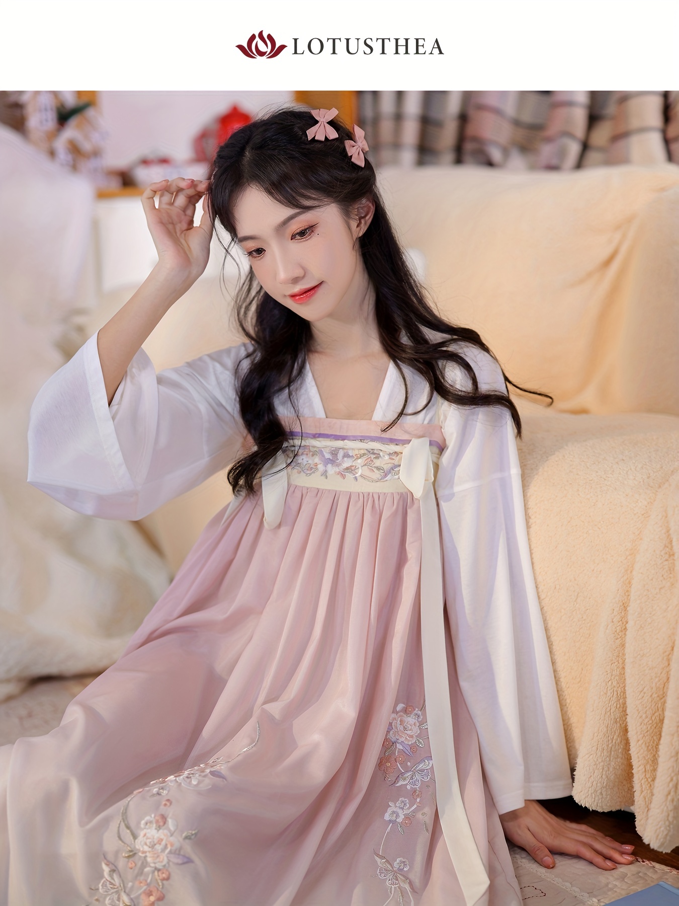 White Hanfu Women Chinese Traditional Style Tops Pants NightWear Pajamas  Cosplay