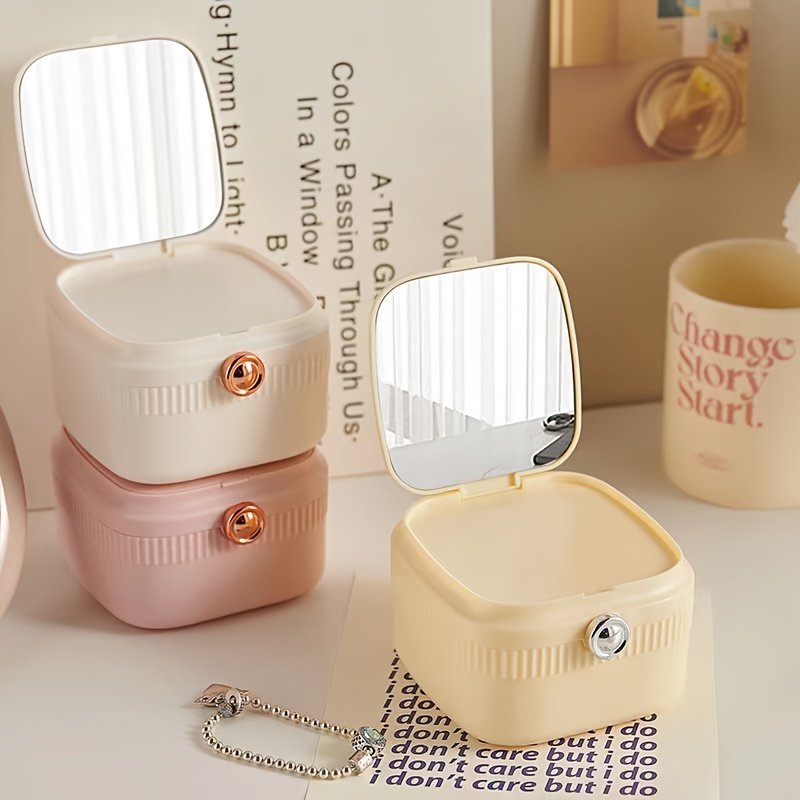 Multifunctional Mini Jewelry Box With Built in Mirror And - Temu