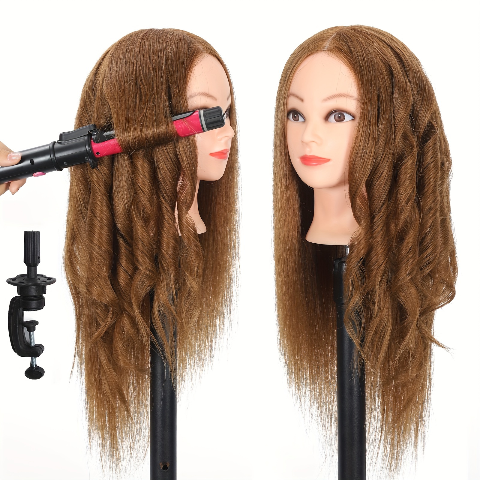  FABA 100% Real Hair Mannequin Head with Hair Doll Head for  Hair Styling 20-22 Cosmetology Doll Head Manikin Practice Head  Hairdresser Doll Head for Dyeing Cutting Braiding with Clamp Stand 