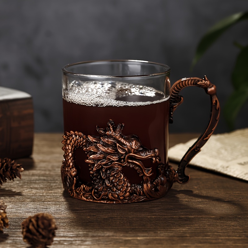 1 Taza Té Cristal Esmaltado Dragon Phoenix Taza Café Sin - Temu