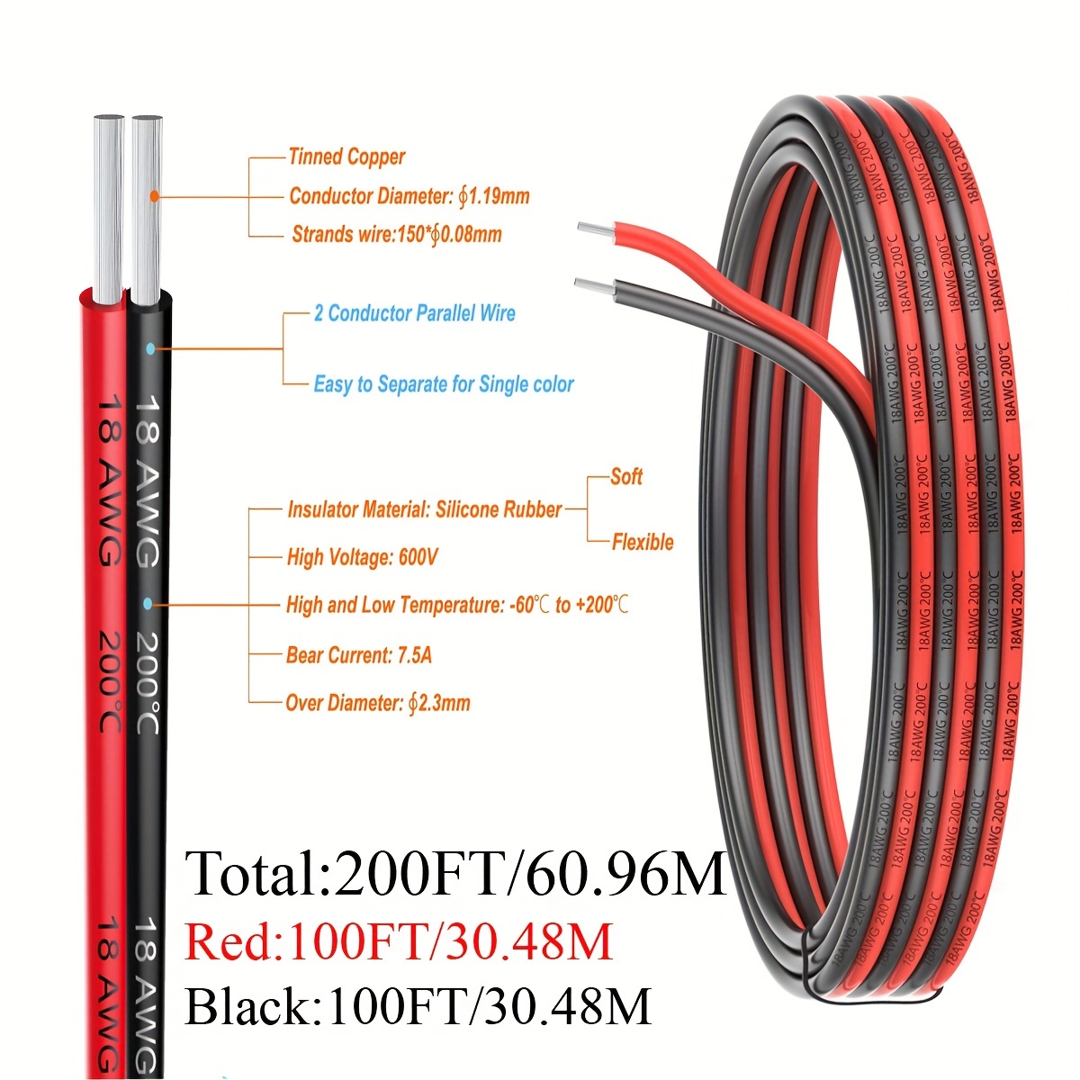Red 25 Foot 20 AWG stranded hook-up wire