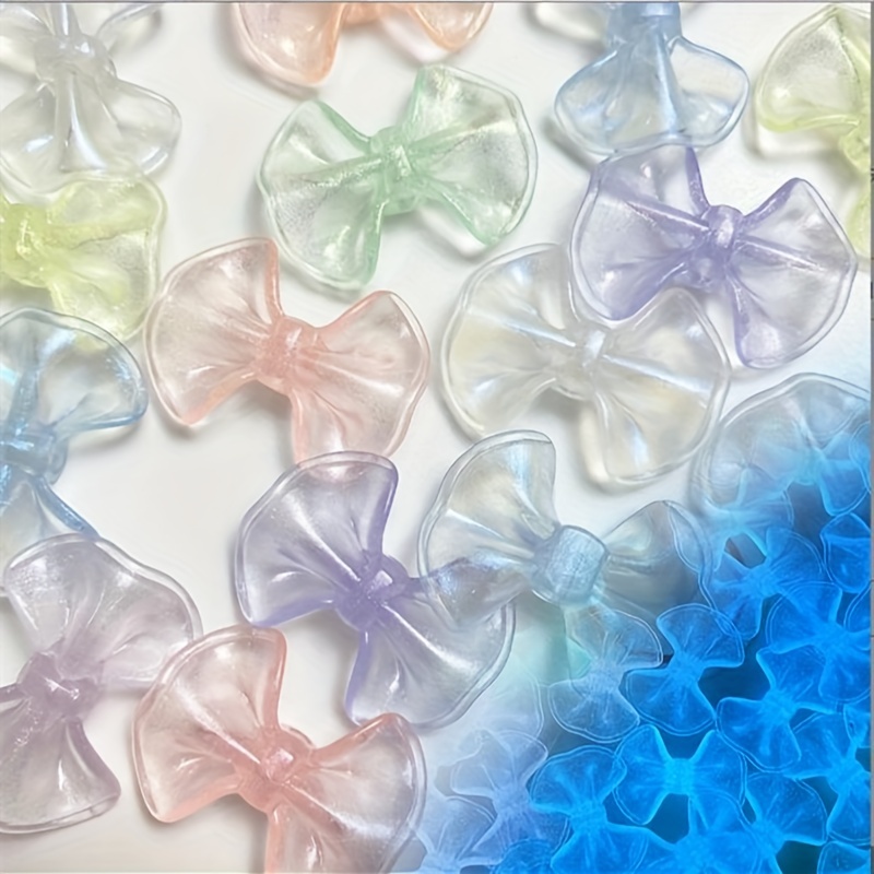 10pcs Luminous Fine Flashing Dumpling Leather Bow Beads for DIY