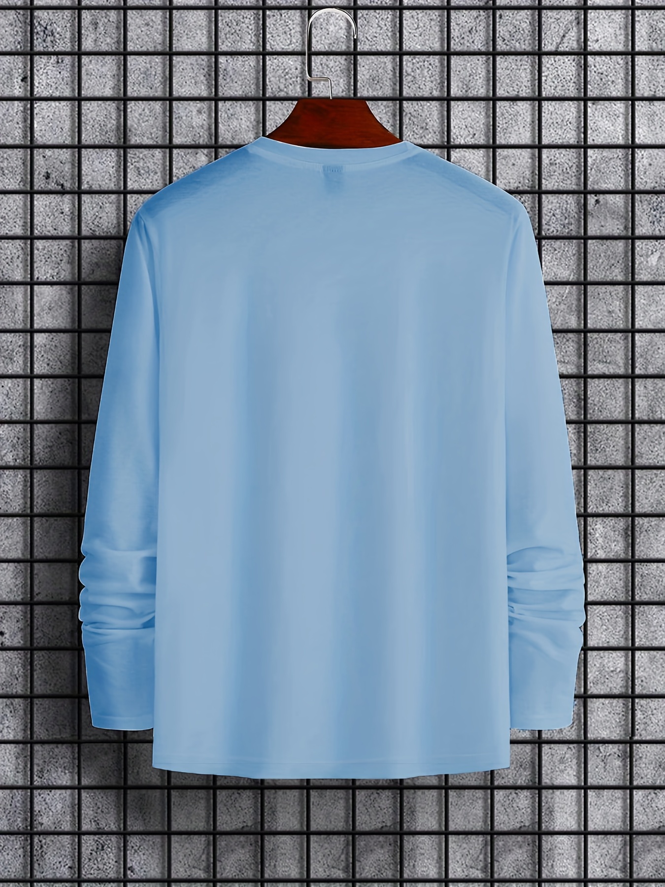  Camiseta de manga larga para hombre, ligera, con cuello redondo  y manga larga, para el ocio, Azul Marino, M : Ropa, Zapatos y Joyería