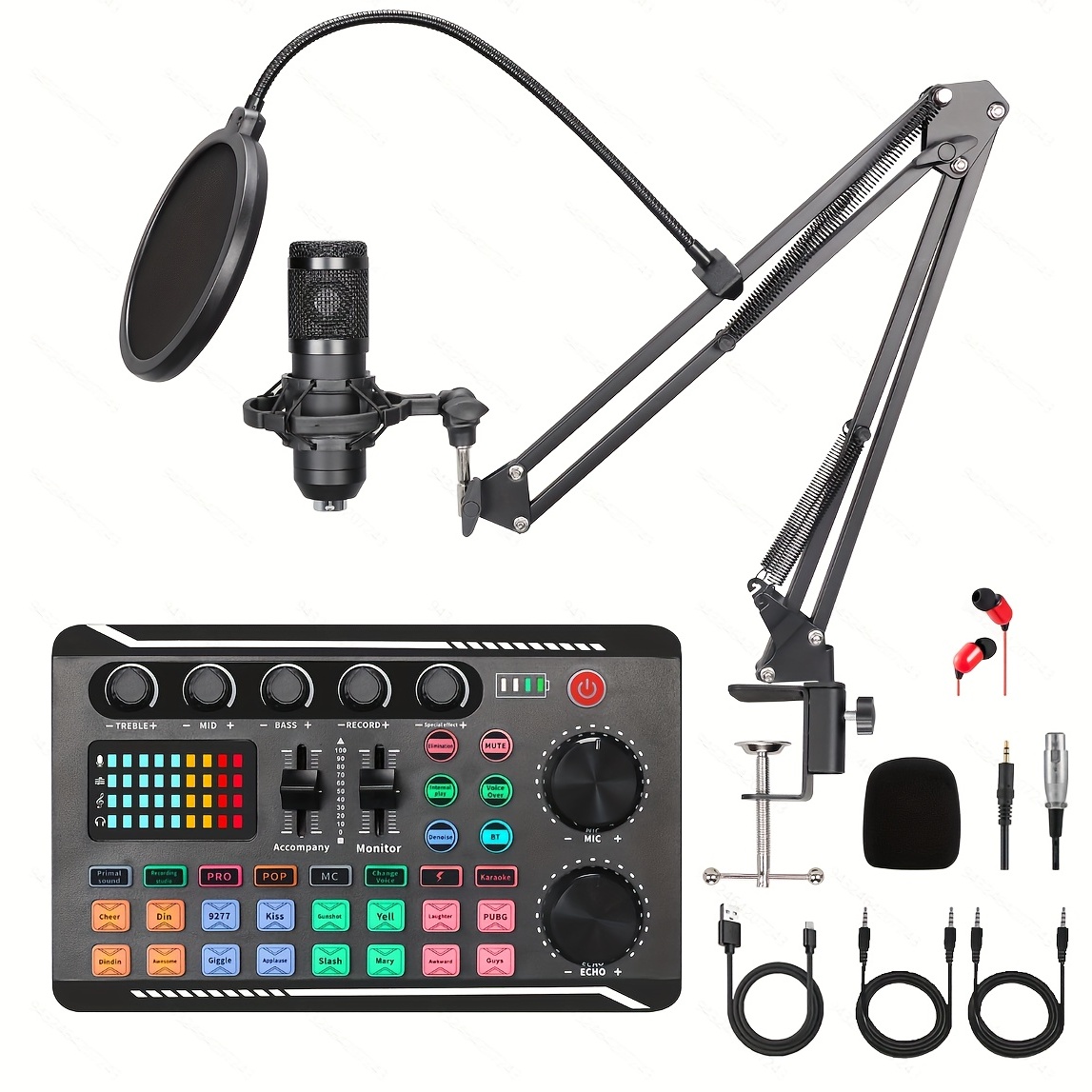 Podcast Equipment Bundle, BM-800 Mic Kit with V8 Live Sound Card