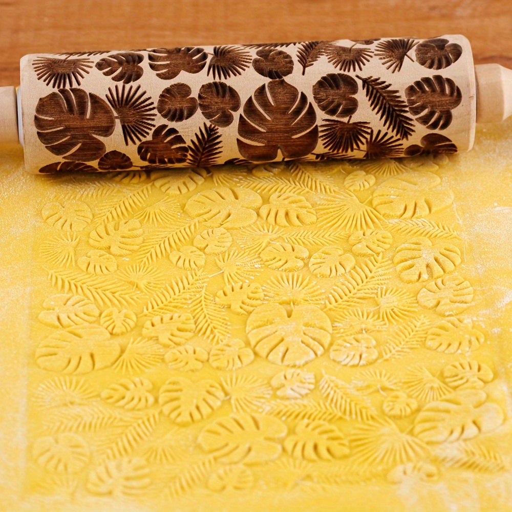 Wooden Embossing Rolling Pin With 20 Square Patterns Deep - Temu