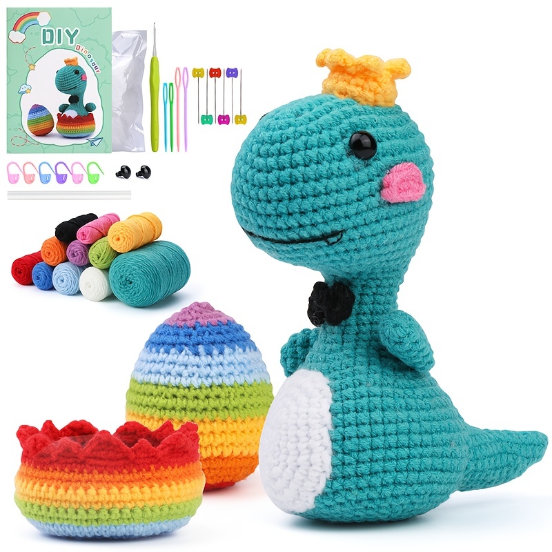 Blue Dinosaur Crochet Kit For Beginners Beginner Crochet - Temu