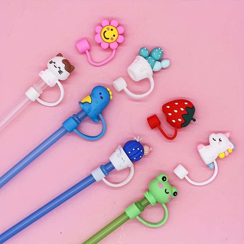 8pcs Cute Silicone Straw Cover, Straw Protector, 6-8mm Straw Dust Seal Straw  Cover