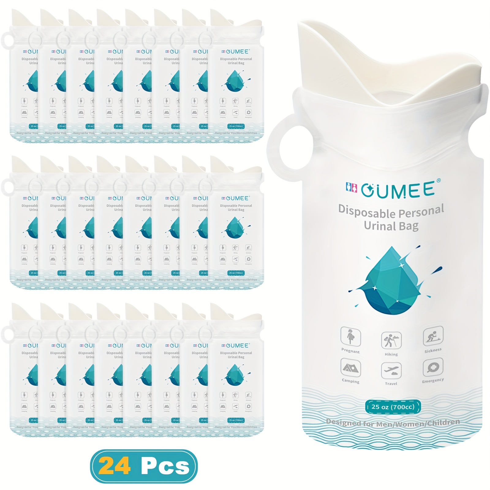 24pcs Emergency Disposable Urinal Bags Camping Portable Toilet Bag