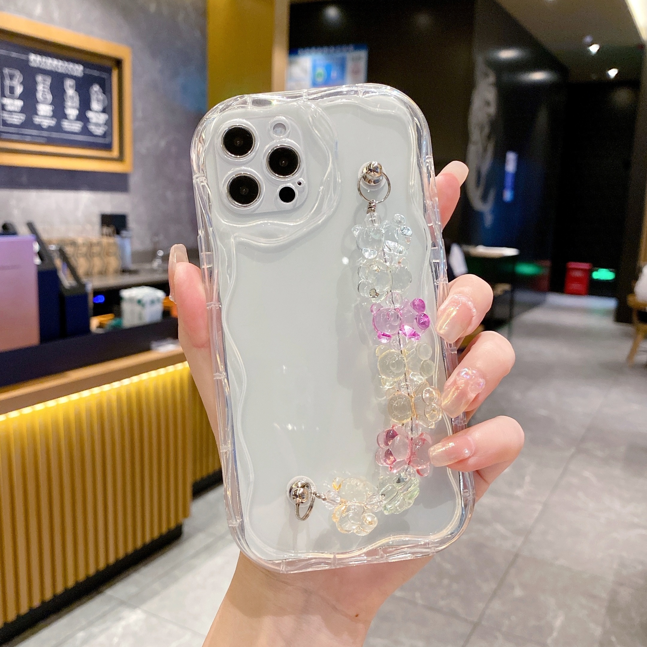 Wavy Border Bear Candy Chain Protective Case Phone Case For - Temu ...