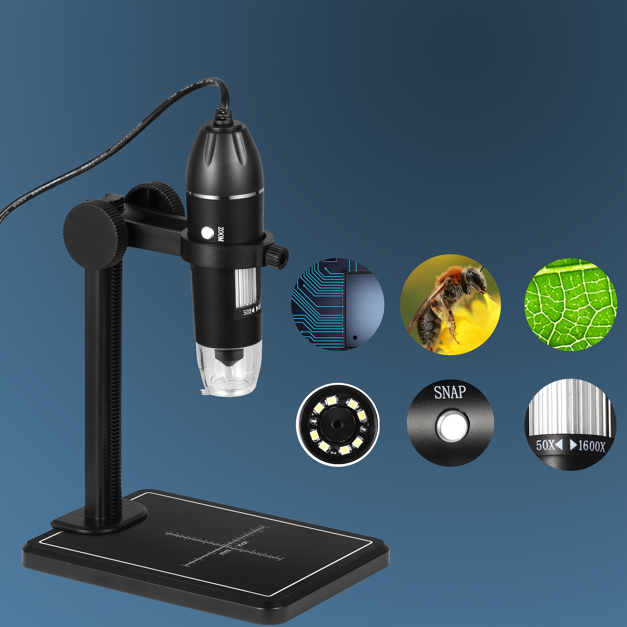 Microscope numérique USB 40X à 1000X, d'endoscope à grossissement