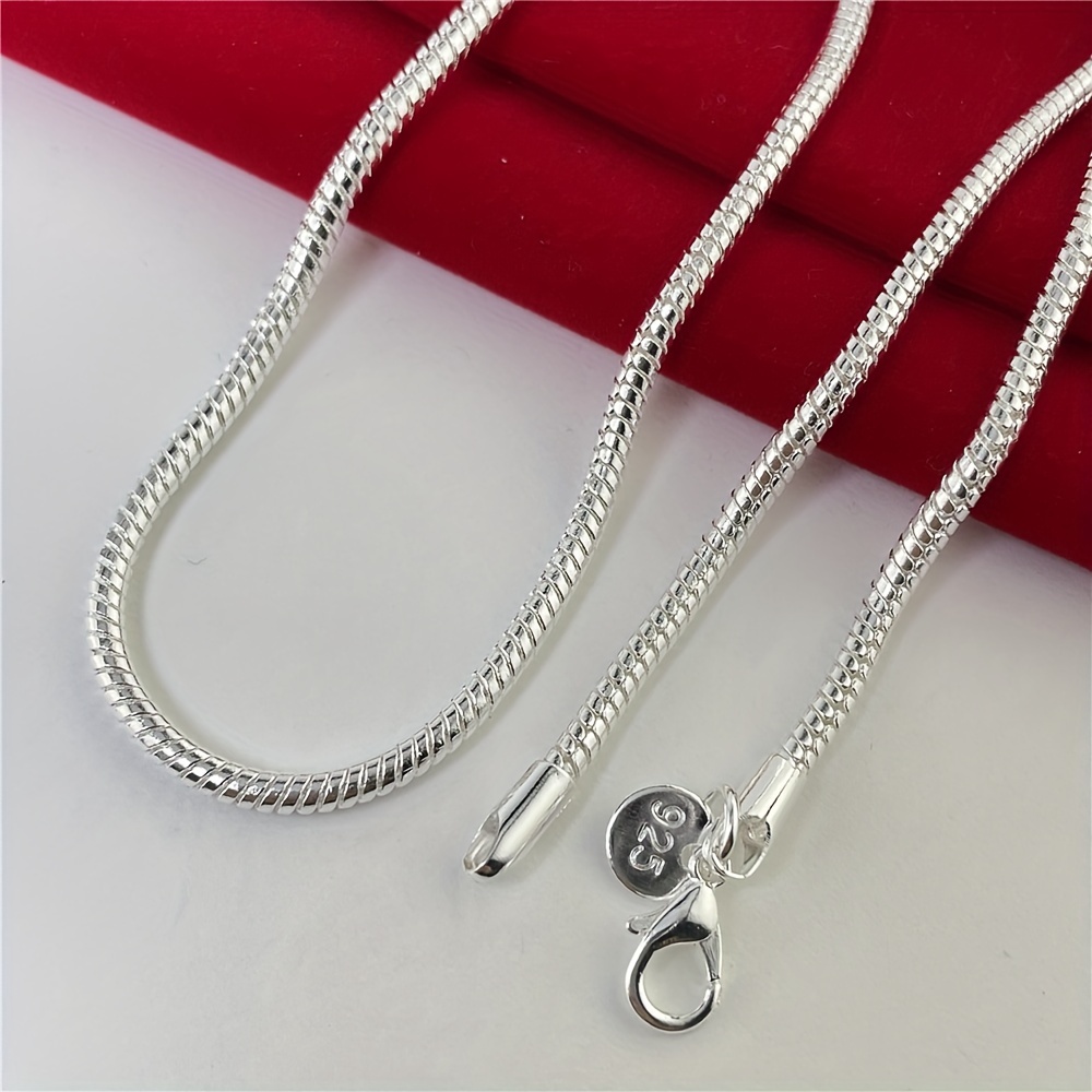 Classic Simple Silver Snake Bone Pattern Chain For Jewelry - Temu