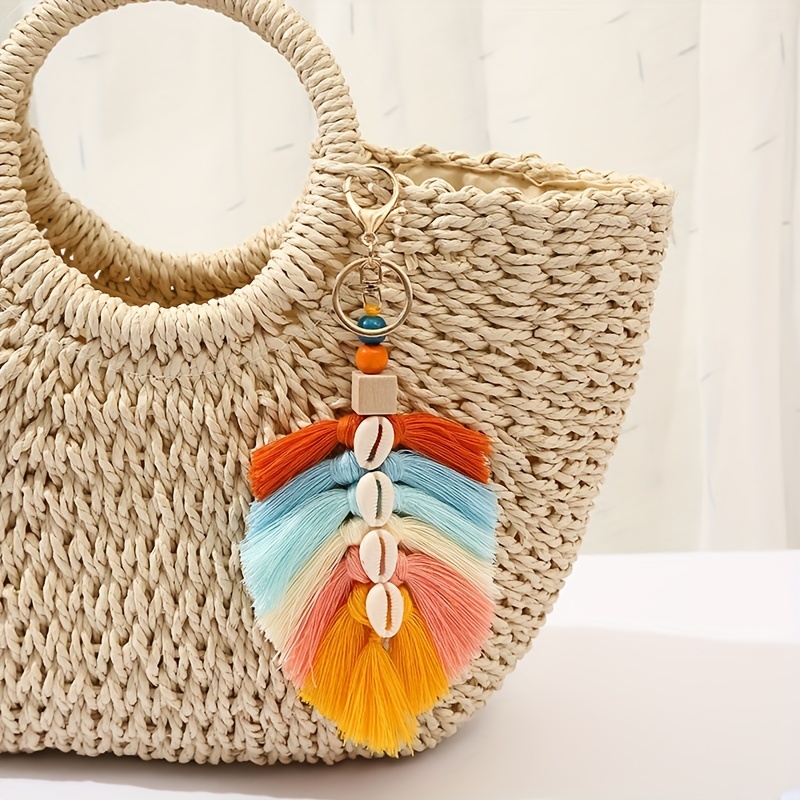 Multicolored Wholesale Weekender Bag with Frill and Pom Pom Tassel