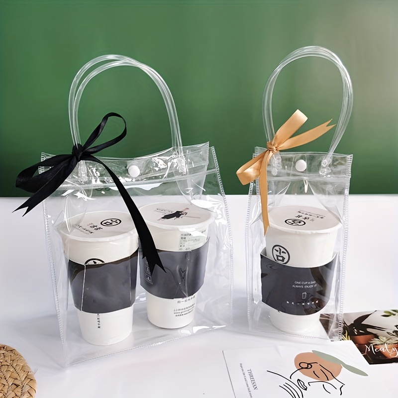 Clear Plastic Gift Bags with Handle Reusable Transparent PVC