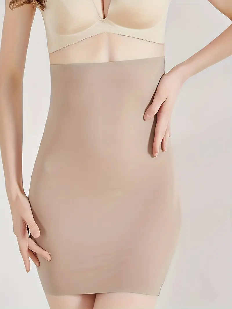 Seamless Solid Shaping Skirt High Waist Stretch Half Slips - Temu