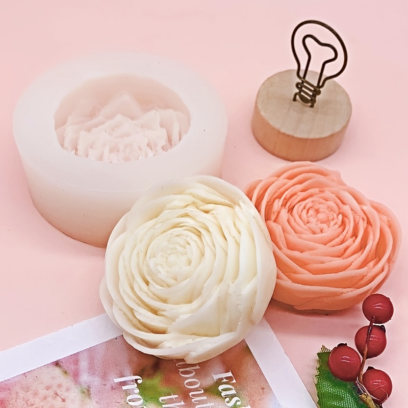  Moldes de vela de bola de rosas grandes 3D, molde de silicona  para el día de San Valentín, molde de fundición de resina para hacer velas  de bricolaje, jabón casero, polímero