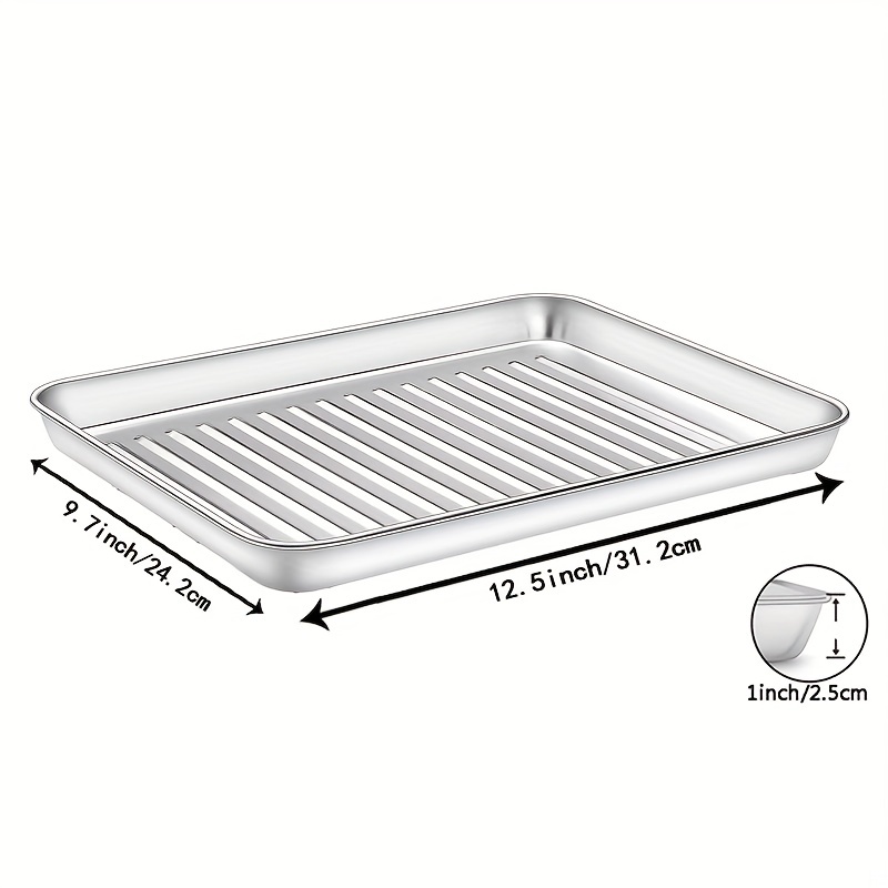 Dishwasher Safe Baking Sheet Toaster Oven Tray Pan Stainless Steel Baking  Pan Non Toxic & Healthy Flat Bottom Tray - AliExpress