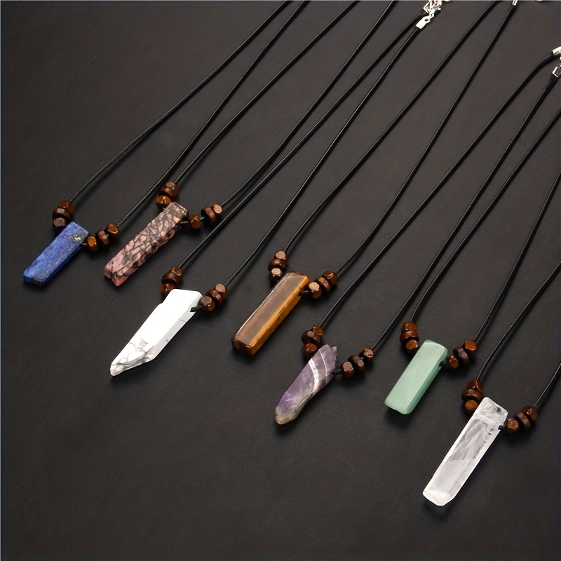 1pc Copper Irregular White Crystal Natural Stone Necklace, Fashion Crystal  Pendant Necklace For Men