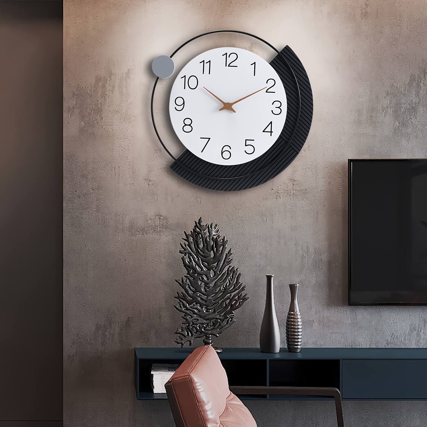 Relojes de pared grandes para decoración de sala de estar, reloj de pared  moderno dorado silencioso con pilas, sin tictac, para dormitorio, cocina
