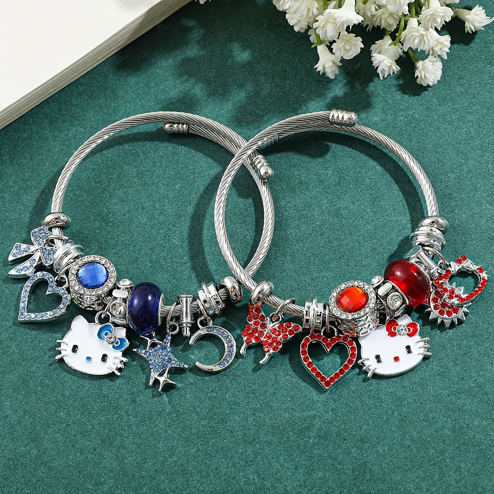 Sanrio Hello Kitty Fashion Cute Cartoon Anime Beaded Charms Bracelet Y2k  Women Sweet New Bracelet Jewelry Festival Gifts