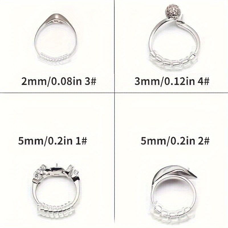 4pcs 3mm 5mm Ring Size Adjuster Plastic Transparent Loose Rings Sizes  Regulator Adjusting Spring Tool 