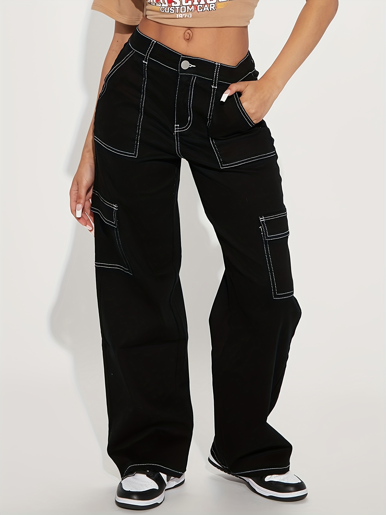 Pantalones Cargo Jeans Mujer - Temu Mexico