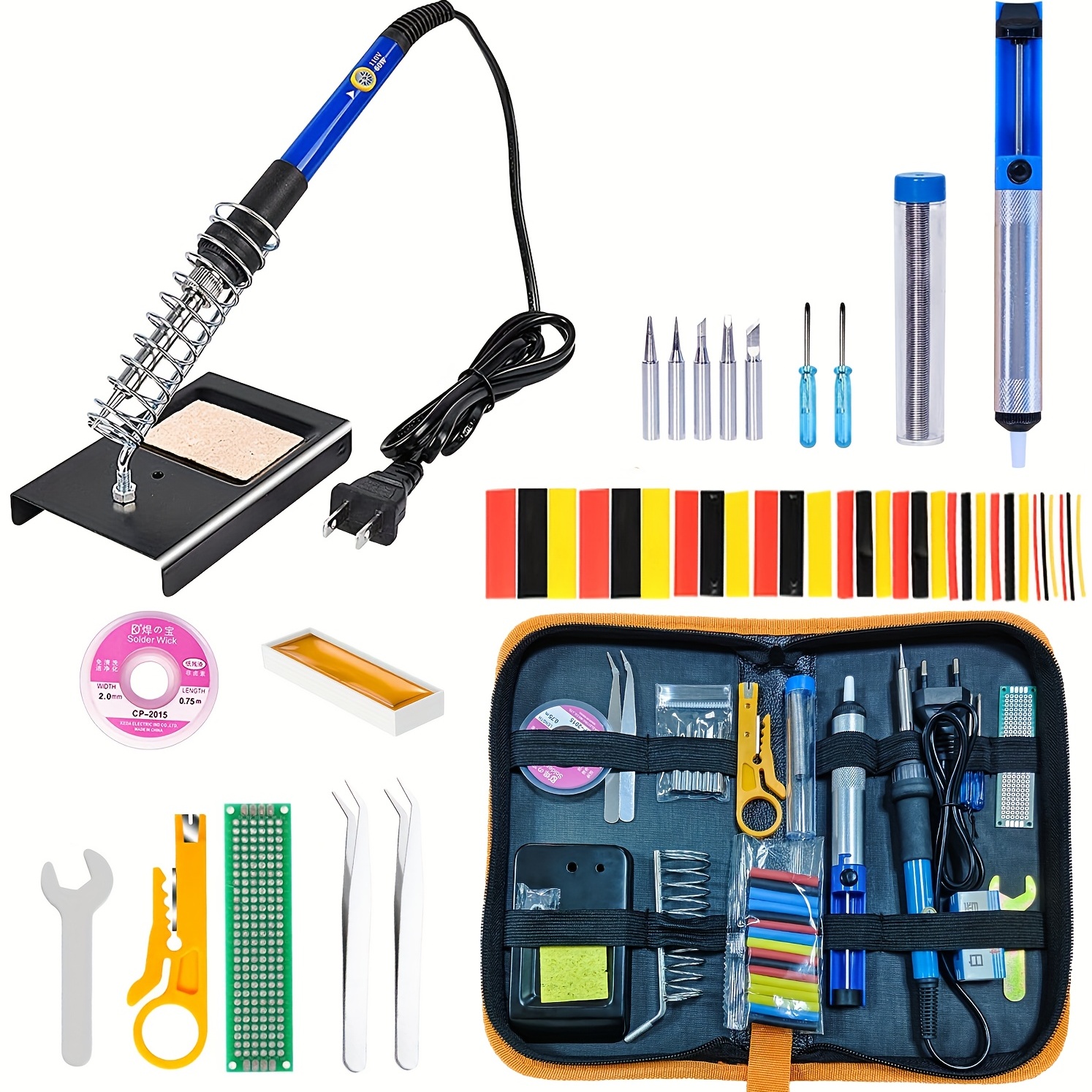 Soldering Iron Kit Electric 60W 110V Adjustable Temperature Soldering Gun  Welding Tools, 5pcs Replacement Tips and Solder Wire Tube (Basic)