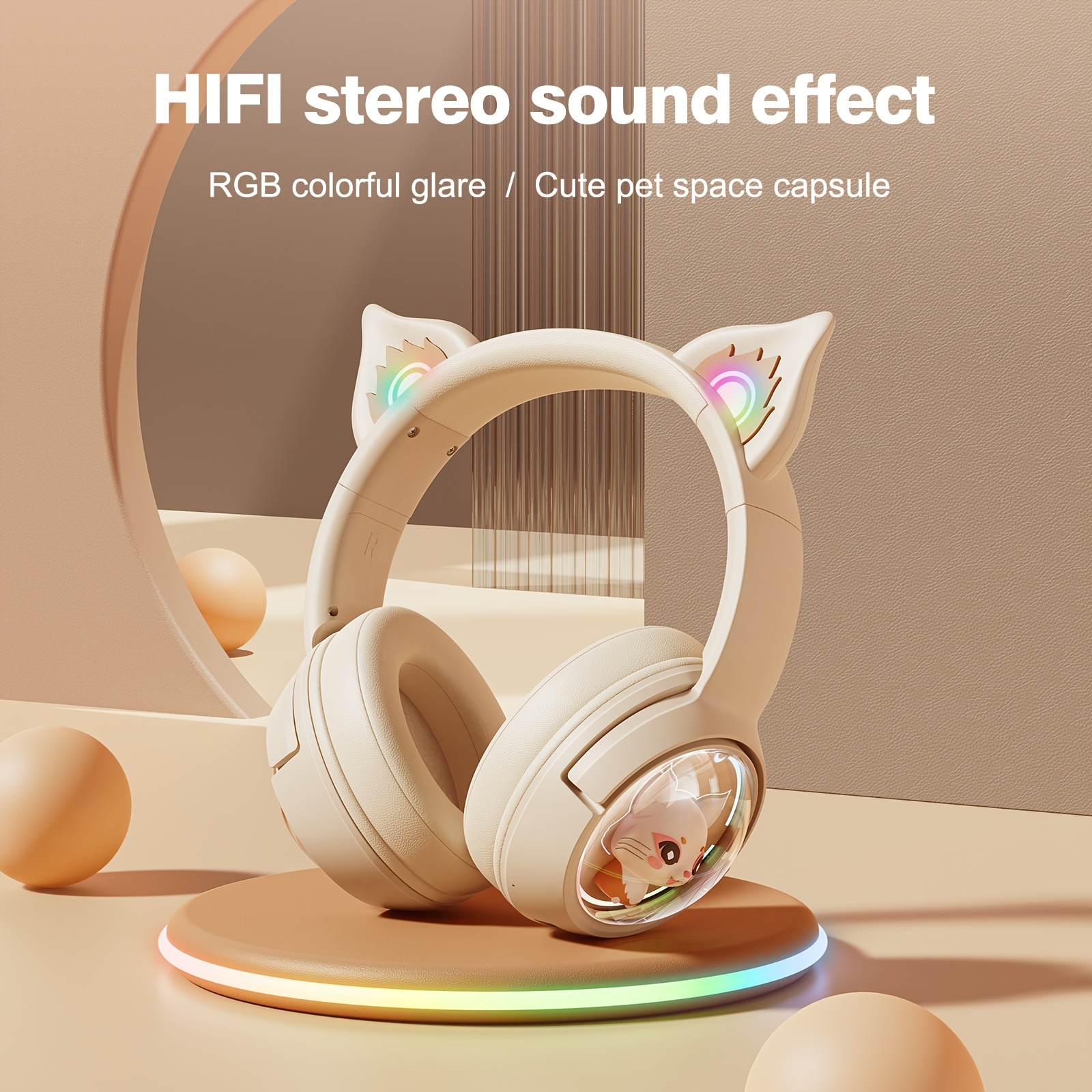 Bluetooth Cat Ears PS3 Gaming Headset RGB for Headphone Cell Phones PC  Tablet