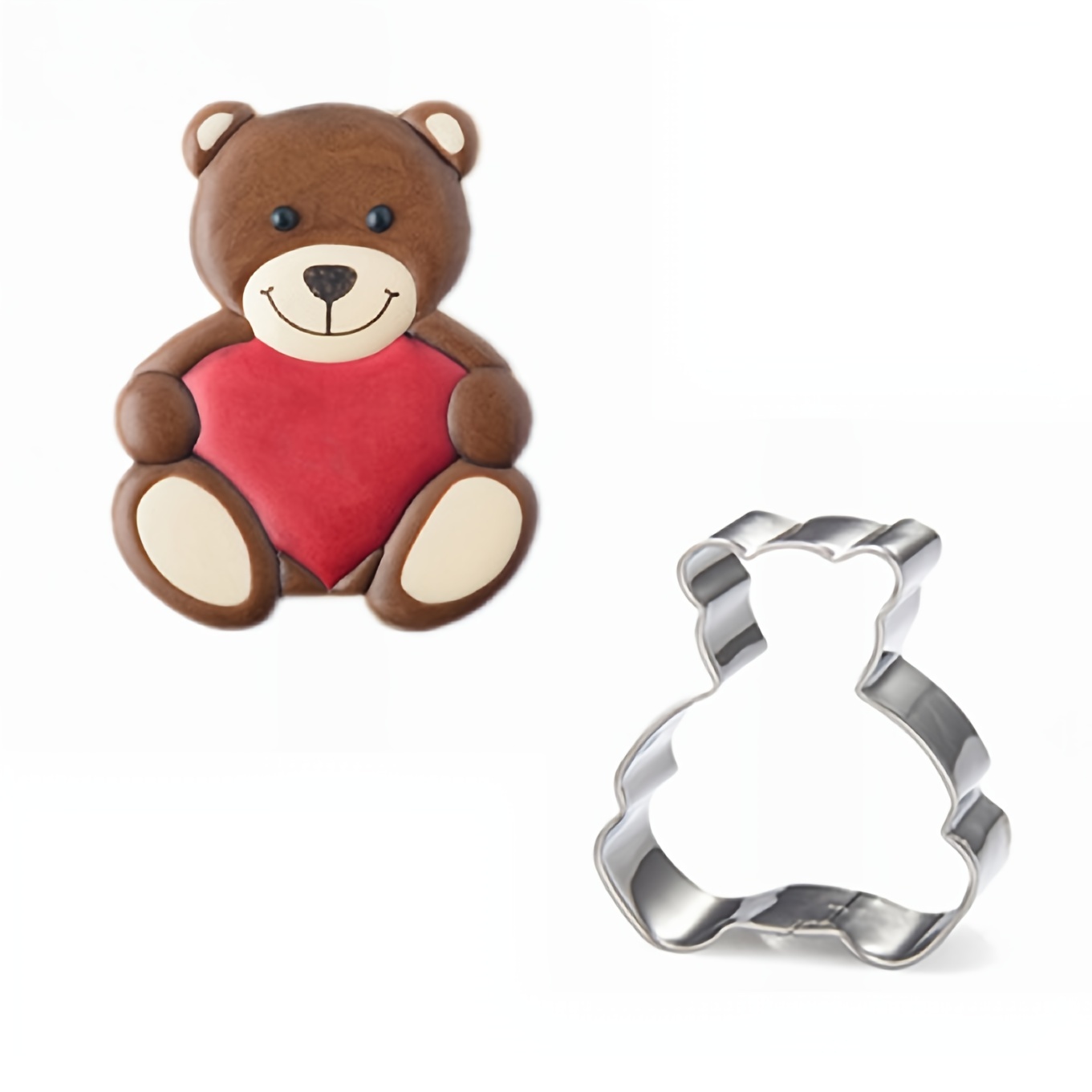 Heart Teddy Bear Cookie Cutter Set, Fondant Cutter, Clay Cutter