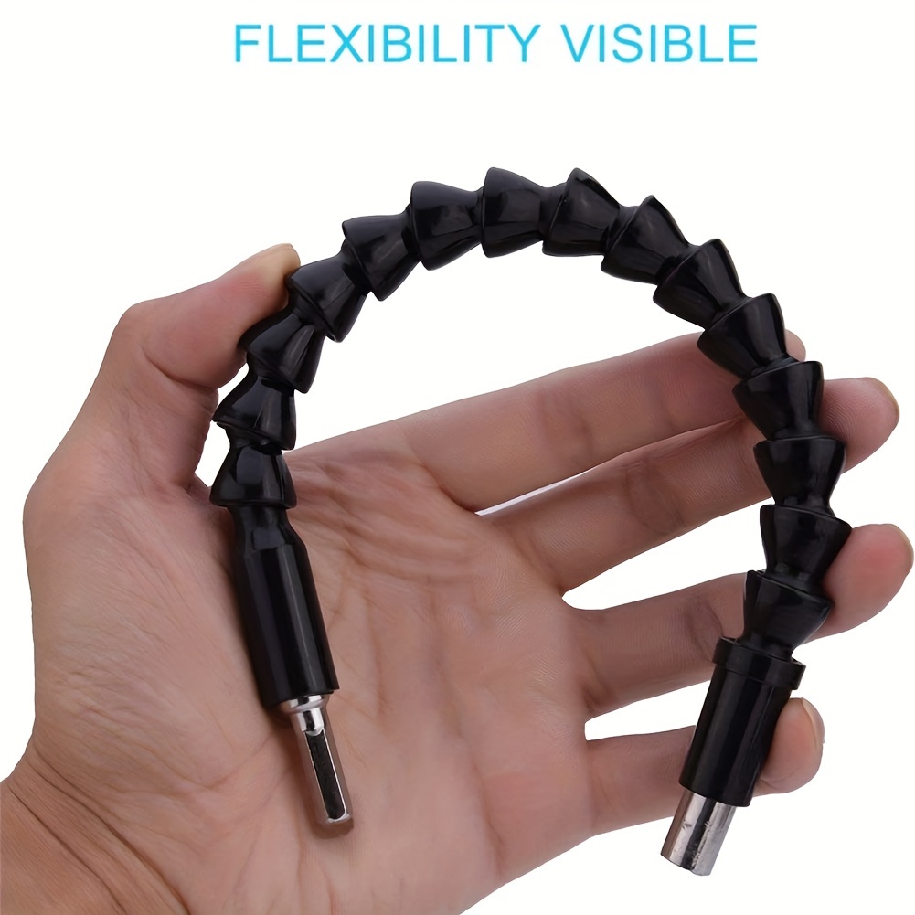 Flexible Drill Bit Extension Flexible Extention Screwdriver Drill Bit  Holder Flex Drill Adaptor Magnetic Connect Drive Shaft Tip 1/4'' Hex Shank  Black