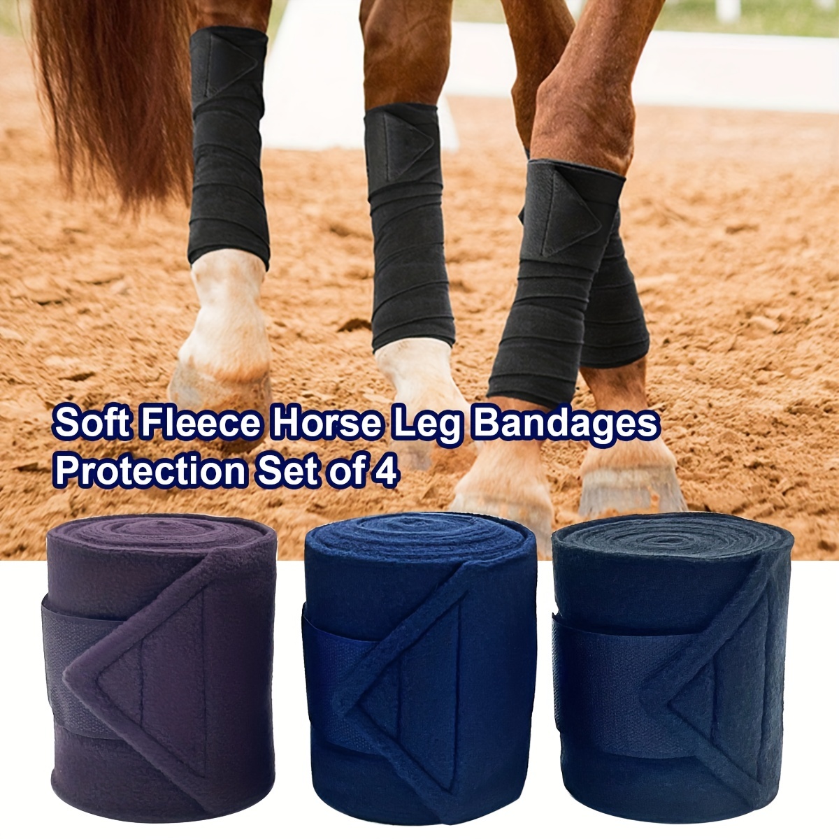 4 Pieces Horse Leg Wraps Equestrian Equipment Riding Racing 