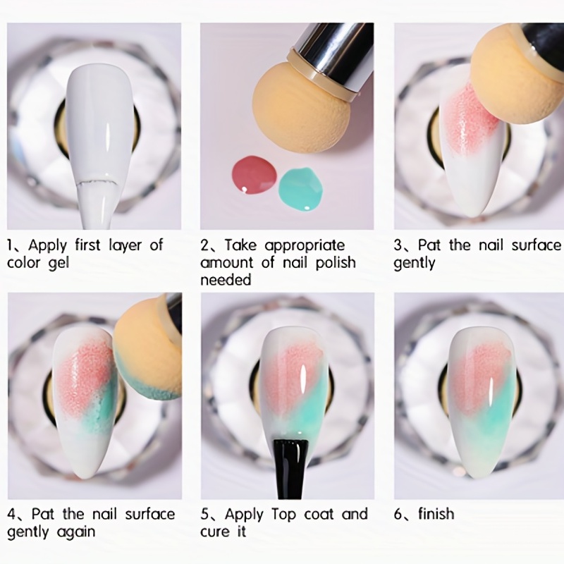 10pcs Gradual Change Nail Polish Sponge Head for Manicure and DIY Nail Art