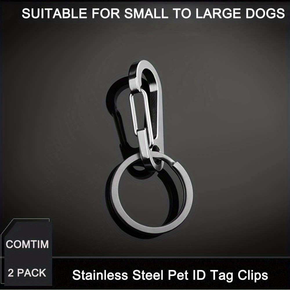 Dog Tag Clips Durable Dog ID Tag,304 Stainless Steel Quick Clip and Rings,Easy Change Pet ID Tag Holder for Dog Cat Collars and Harnesses