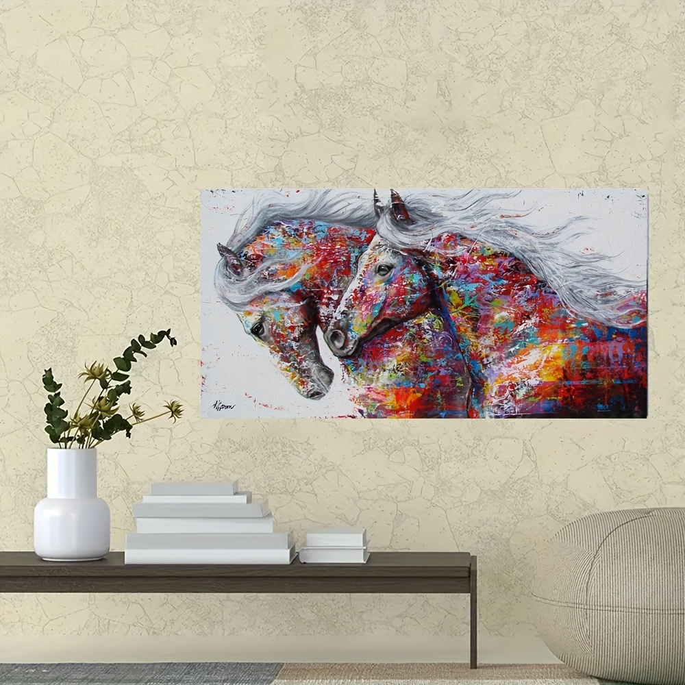 Impression de cheval, impression d'Art de cheval, fille et peinture de  cheval, art de mur