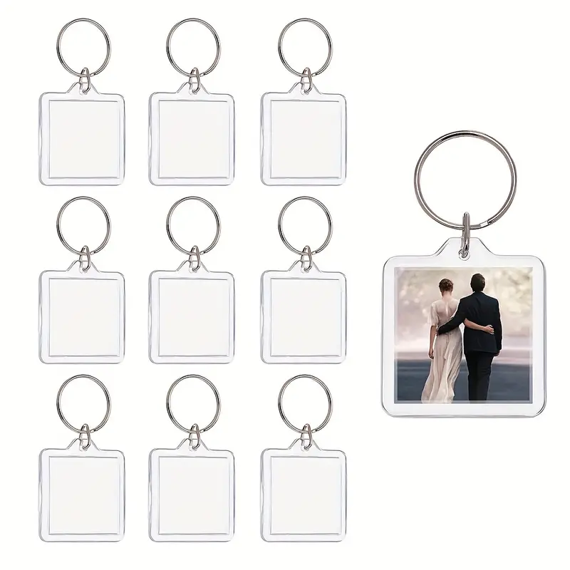 Acrylic Square Photo Frame Keychain Transparent Photo Holder - Temu