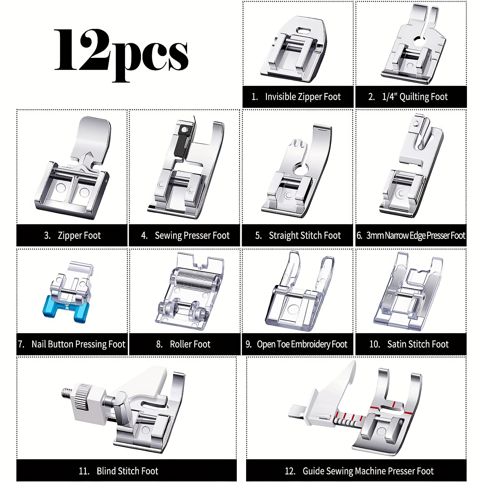 Msbd 32pcs Sewing Machine Presser Feet Kit, Home Sewing Machine Hemming Foot  Parts Accessories For Babylock Janome Brother Singer Toyota