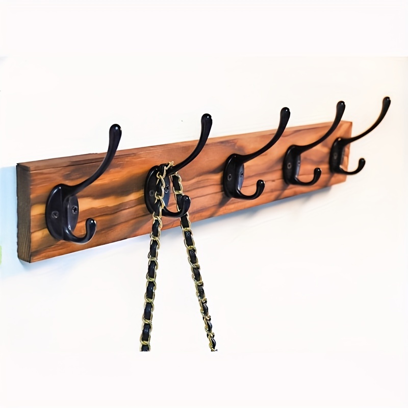 2pc Retro Design Coat Rack Wall Mounted, Wooden Vintage Coat Rack With 5  Coat Hooks, Decorative Wall Hooks For Coat Towel Bags, Entryway