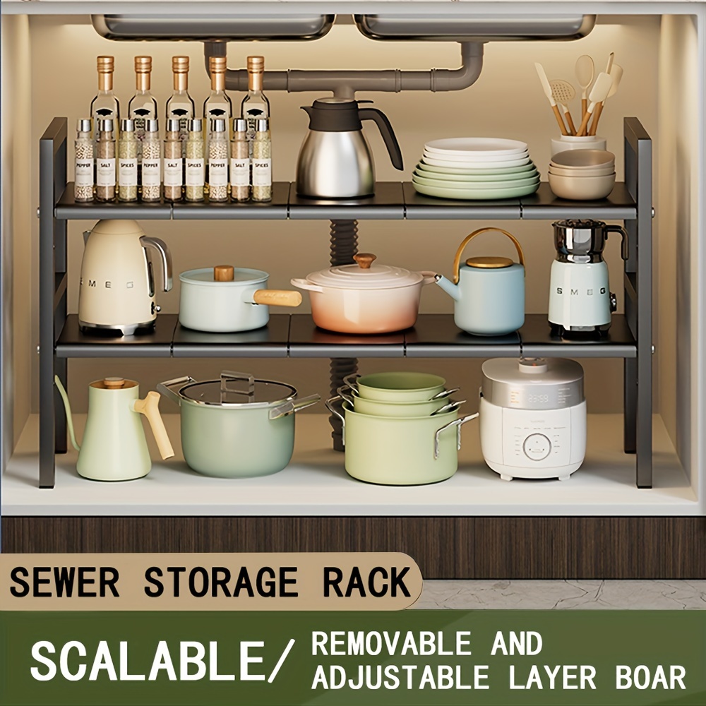 2 Tiers Expandable Kitchen Storage Multi-Functional Rack (Under