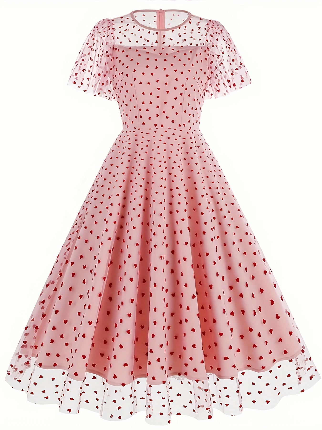 Vintage Pink Dress & Undergarments W/ White Polka Dots & Lace Trim