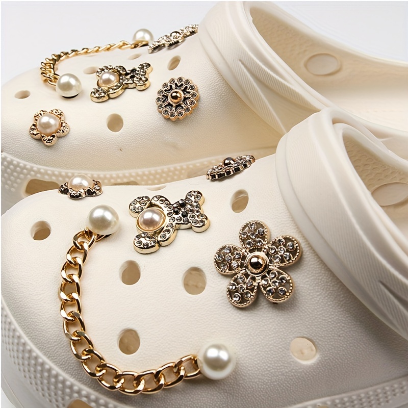 Chaussure Pour Crocs Charms Pour Filles Femmes, Bijoux De Créateurs  Breloques De Chaussures Perle Artificielle Diamant Chaîne Brillant Papillon  Fleur