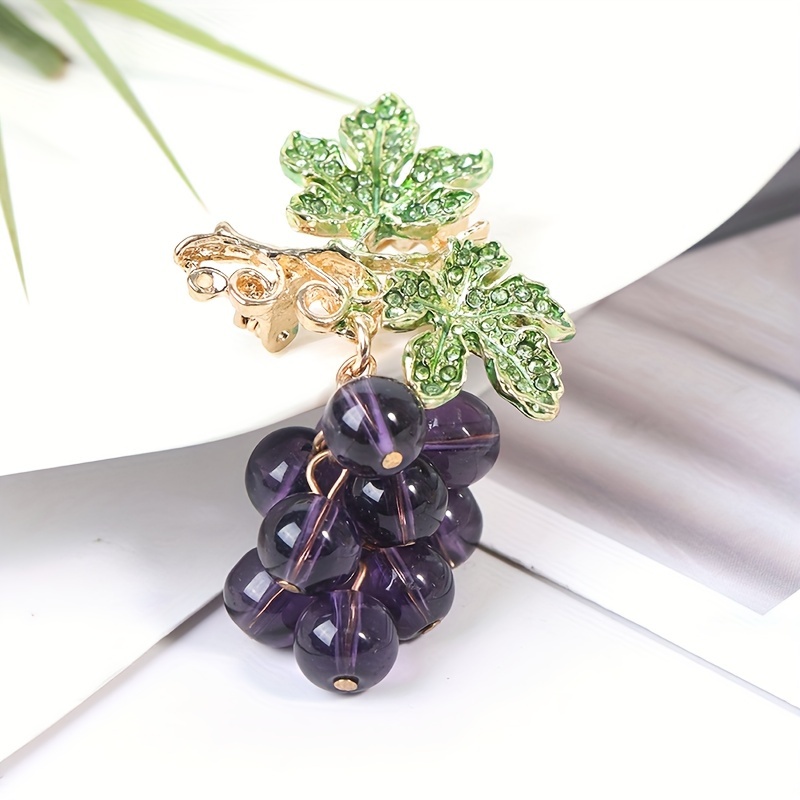 Crystal Grape Pearl Brooches For Women Cute Luxury Brooch Pin