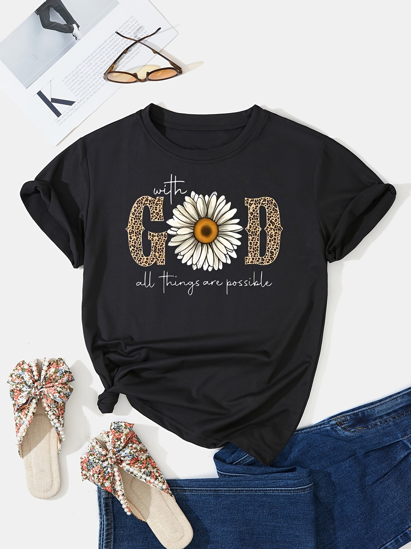 Women's Clothing Graphic Letter Print T-Shirt