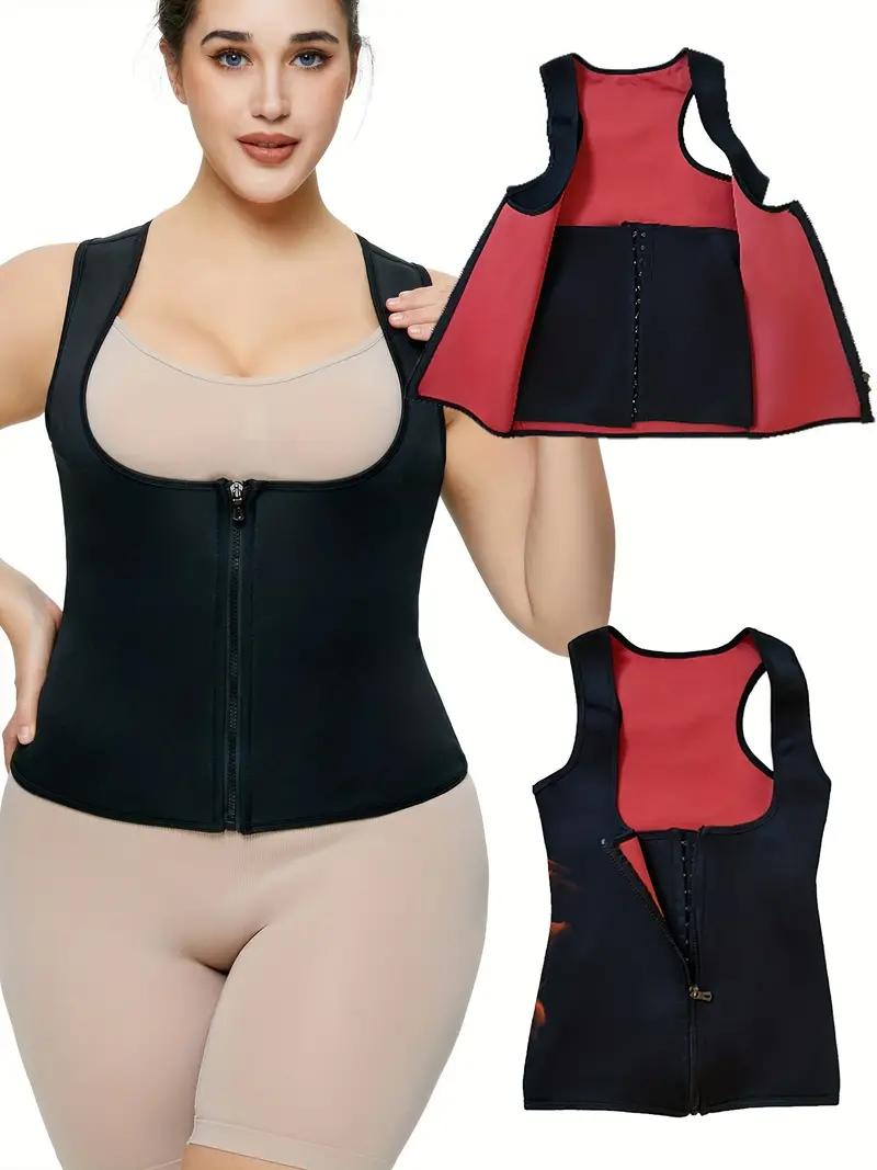 Plus Size Shapewear, Women's Plus Breast Lifting Buckle & Zipper Tummy  Control Skinny Body Shaper