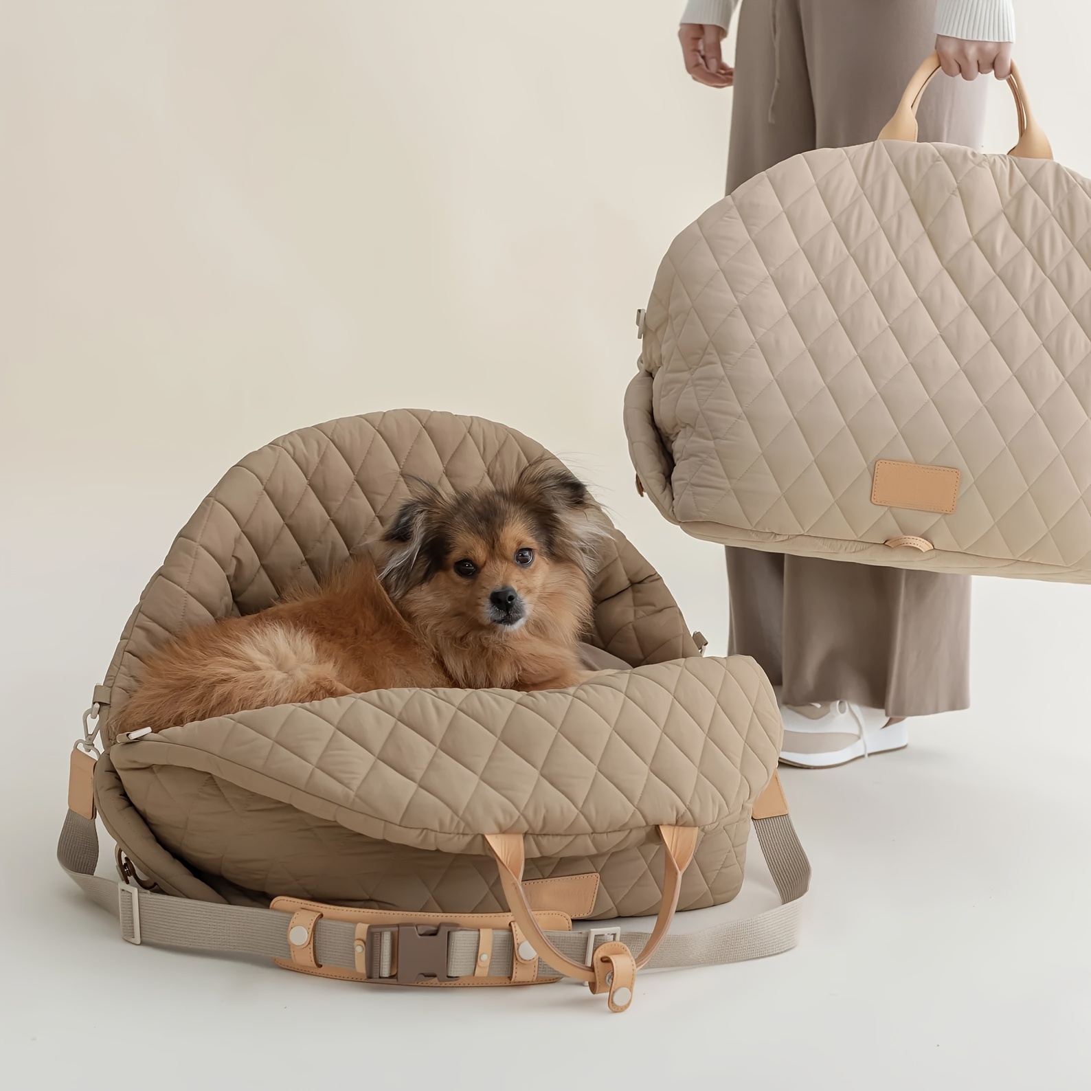 

Portable Pet Carrier Bag Dual Purpose Pet Tote And Dog Car Seat - Carry Your Dog Or Cat Safely With Harness Attachment